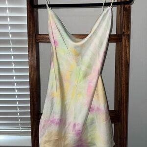 Zara Pastel Tie-Dye Cowl Neck Slip Dress